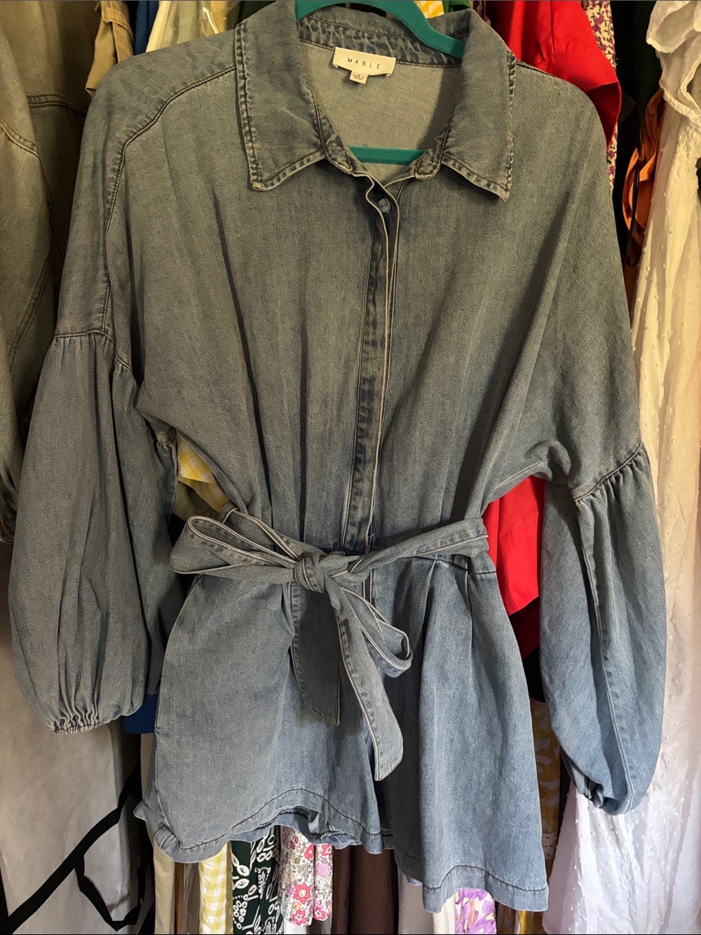 MARBLE Light Blue Washed Denim romper S